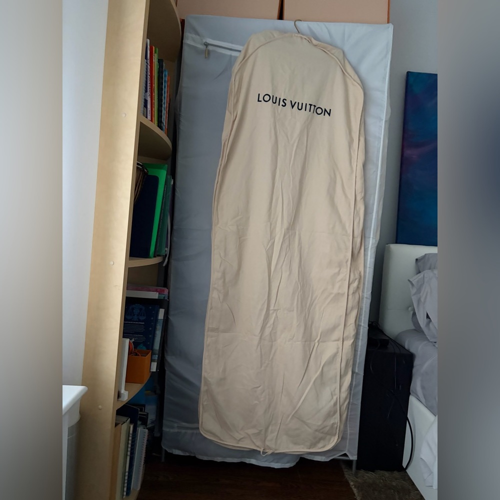 Louis Vuitton Tan Garment Bag with Black Louis Vuitton Matte Hanger, Extra Long